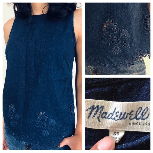 Madewell Tops - Madewell Blue Denim Sleeveless top w/ Cutouts